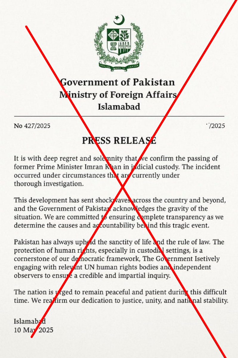 This Fake letter of Imran Khan's death is crazily viral on WhatsApp in India.