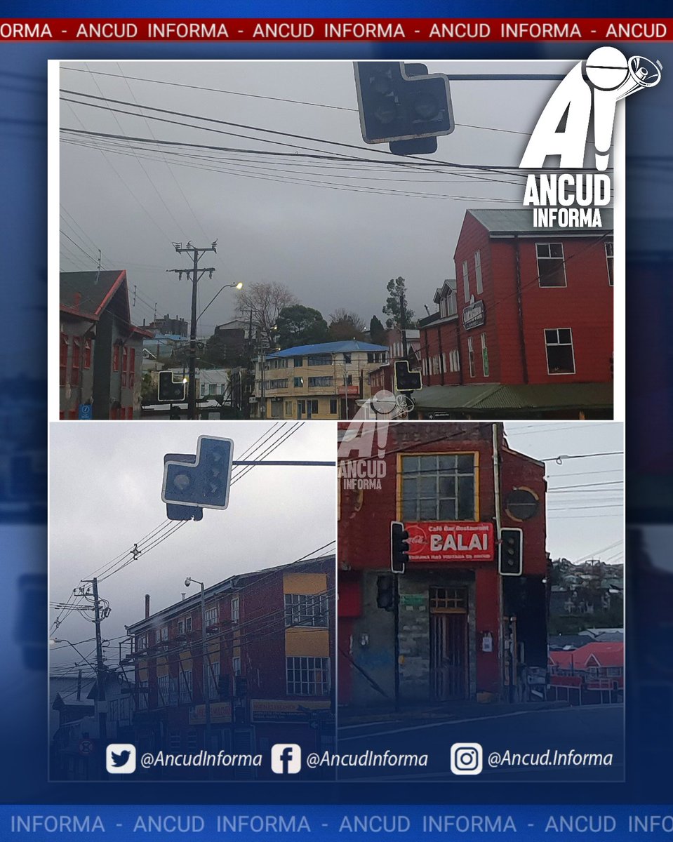 🔴#Ancud: ¡Atención conductores y peatones! Varios semáforos se encuentran apagados en importantes intersecciones: Pedro Montt-Arturo Prat, Pudeto con Blanco Encalada y Arturo Prat con Costanera.
⚠️ Extremar precaución al transitar por estas vías para evitar accidentes #Chiloé