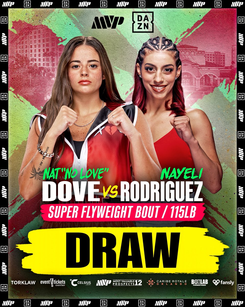 It’s a DRAW! The <a href="/nat_dovee/">Natalie "No Love" Dove</a> 🇺🇲 vs. <a href="/LaBikina_Nayeli/">Nayeli 🥊</a> 🇺🇲  Super Flyweight Bout ends in a DRAW!
#DoveRodriguez