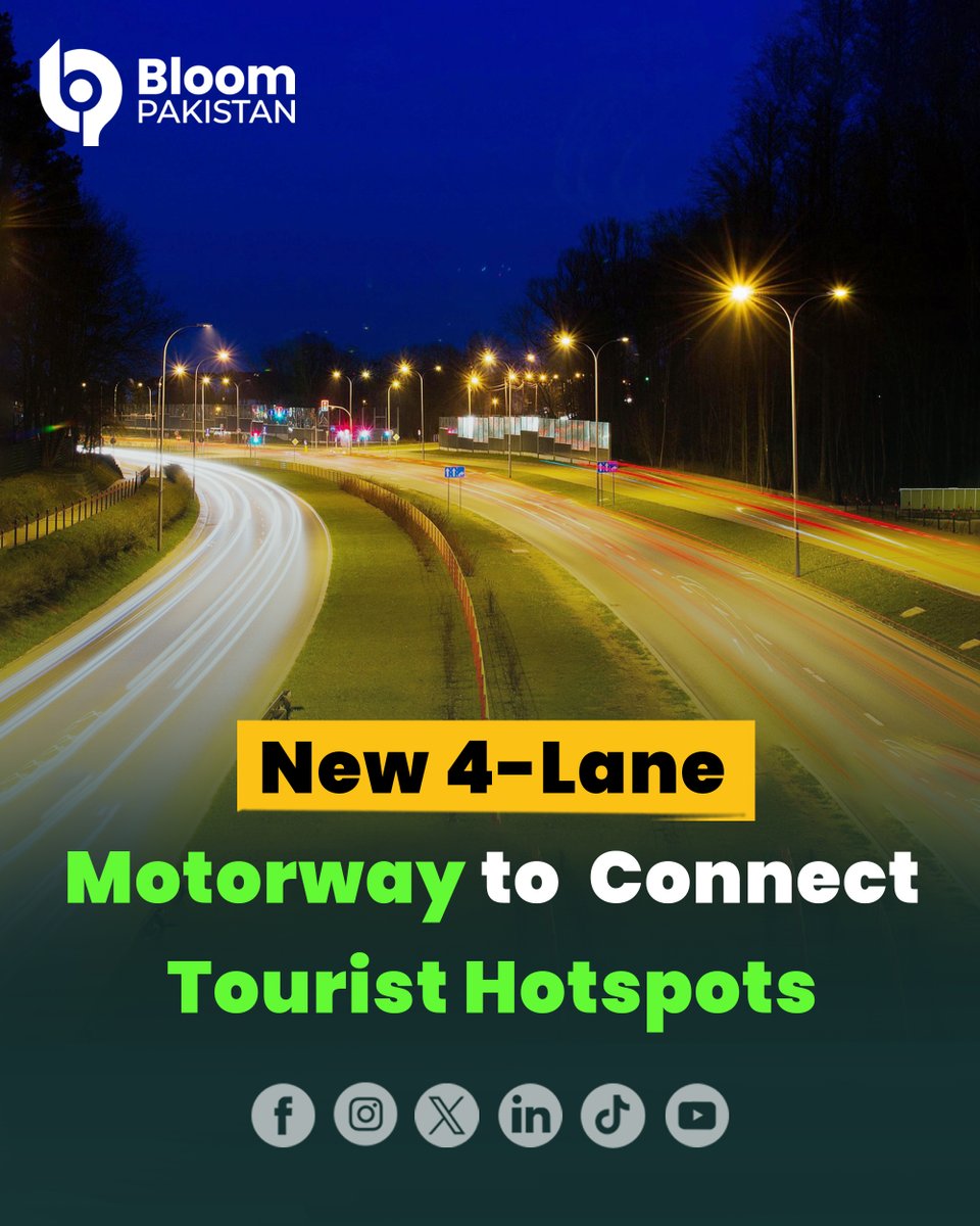 bloom_pakistan's tweet photo. New 4-Lane Motorway to Link Popular Tourist Spots
#BloomPakistan @abdul_aleemkhan #NewMotorway #TourismBoost #4LaneHighway #TravelPakistan #InfrastructureUpdate #RoadDevelopment
Read More:
https://t.co/S6Pa4kotJT https://t.co/HU6YkkvPjO