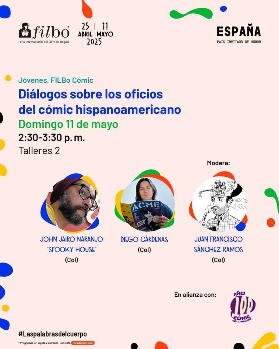John El Caspas (@johnelcaspas) on Twitter photo Nos vemos mañana en Filbo Feria del Libro gracias a la cordial invitación de Año 100 💬🥰. Caigan para charlar un rato ( Bogotá).
<a href="/spookyhouseco/">Spooky House</a> Nos vemos mañana en Filbo Feria del Libro gracias a la cordial invitación de Año 100 💬🥰. Caigan para charlar un rato ( Bogotá).
<a href="/spookyhouseco/">Spooky House</a>