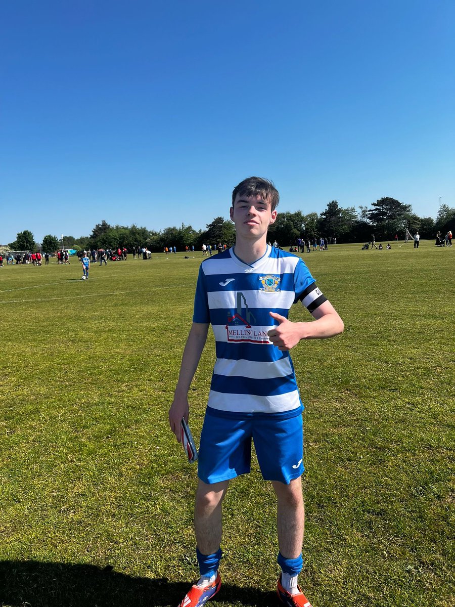 Our kit Sponsor’s MoM today in the cup final was our captain Michael! Really good performance in our midfield today! Well done mate 👌🏻👍🏼👊🏻🔵⚪️⚽️ <a href="/Foulkes3y/">Michael Foulkes</a>