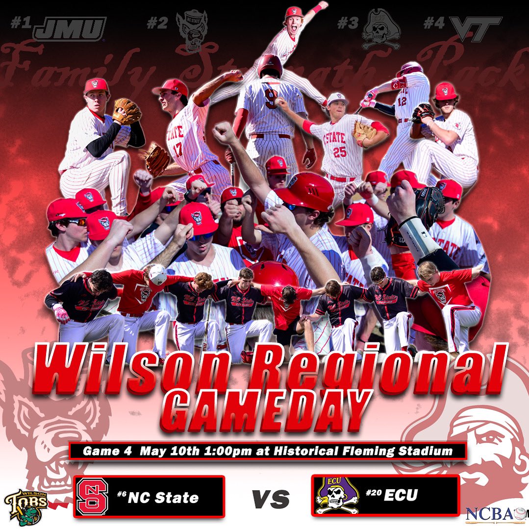 Gameday for the Pack!
Come out and support the pack for a must win game, winner will play the loser of JMU vs Tech at 4 right after this game. 
#GoPack