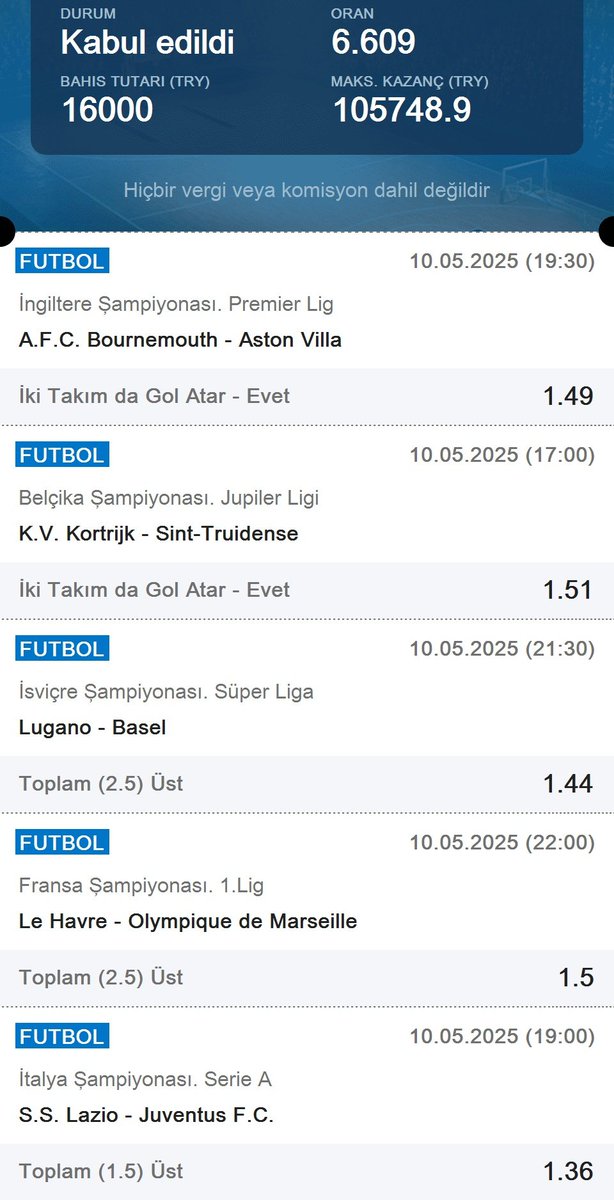 Günün Kuponu 🔥

+6X ---&gt;  +100K

Haftasonuna dağıtımlar telegram kanalımızdan yapılacak herkese dönüş sağlayacağız bekleyin arkadaşlar.

Bol Şanslar ❤️