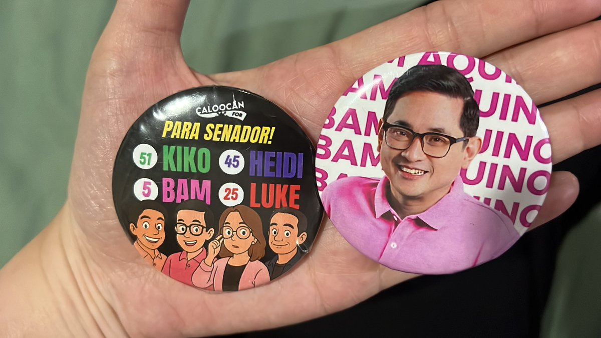 beatrizsaw's tweet photo. My badge for today! Maraming salamat Divisoria, Malabon and Caloocan volunteers 💖 what a way to end our house to house campaign 🙏 praying for a fair and clean election this coming monday.

#BamAquinoSaSenado
#KikoPangilinanSaSenado
#LukeEspirituSaSenado
#HeidiMendozaSaSenado https://t.co/QkUOGe3wWu