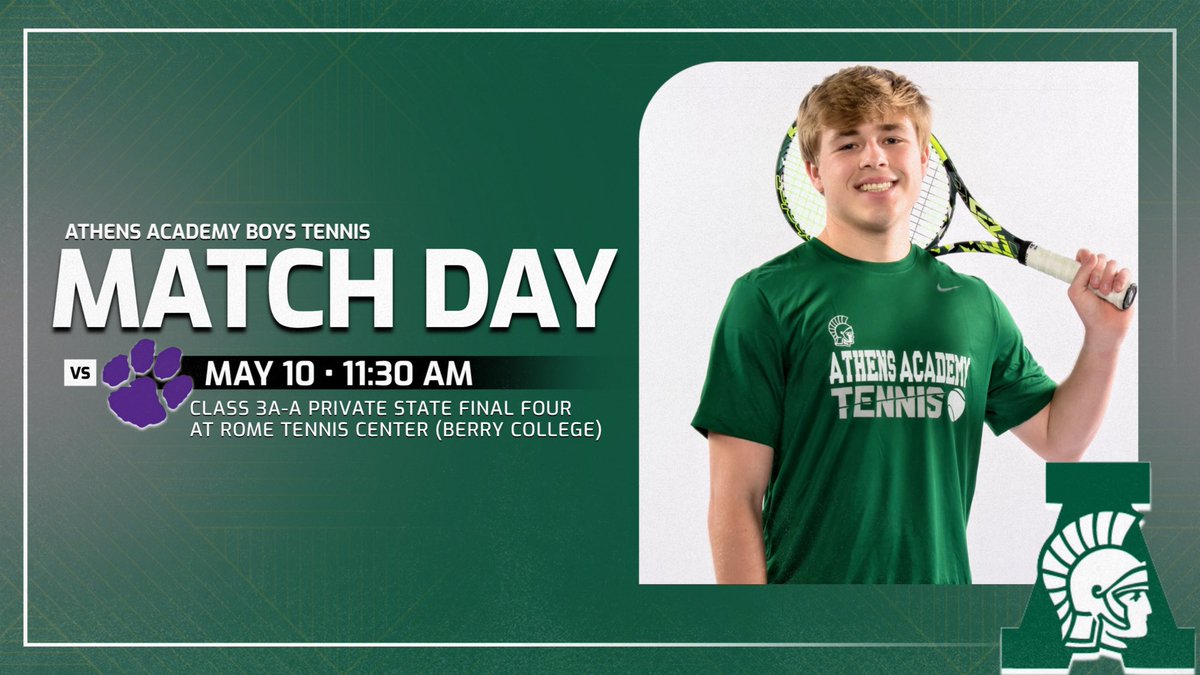 ᴀᴛʜᴇɴs ᴀᴄᴀᴅᴇᴍʏ ᴀᴛʜʟᴇᴛɪcs (@spartanathletic) on Twitter photo Good luck to the boys tennis team today! Start time has changed to 3 pm and we’ll be playing at the RTC Indoor Courts!
Go Spartans!
#NoPlaceLikeTheA
<a href="/acadtennis/">Acad Tennis</a>
<a href="/OfficialGHSA/">GHSA</a> <a href="/ABHpreps/">ABH Preps</a> <a href="/OconeeSports/">Oconee Enterprise Sports</a> Good luck to the boys tennis team today! Start time has changed to 3 pm and we’ll be playing at the RTC Indoor Courts!
Go Spartans!
#NoPlaceLikeTheA
<a href="/acadtennis/">Acad Tennis</a>
<a href="/OfficialGHSA/">GHSA</a> <a href="/ABHpreps/">ABH Preps</a> <a href="/OconeeSports/">Oconee Enterprise Sports</a>