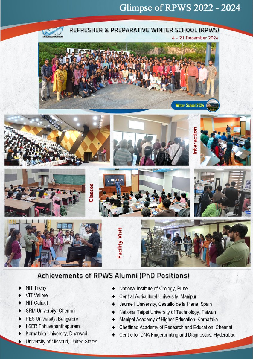 IISER Thiruvananthapuram organizes Refresher &amp; Preparative Winter School (RPWS - 2025) for 2nd Year MSc Students of Biology, Chemistry &amp; Physics between 04th and 22nd December 2025.(2)