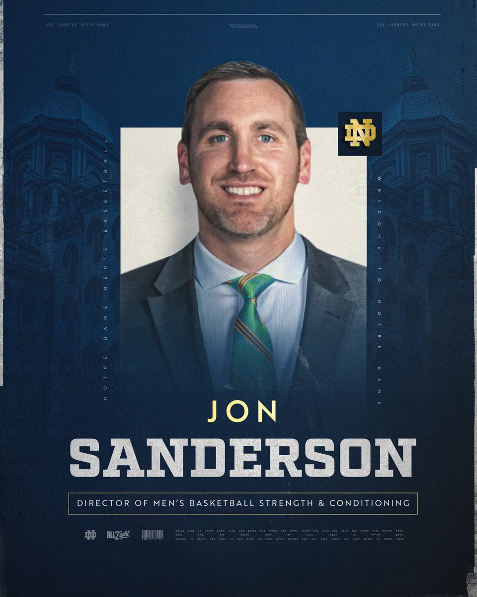 a game changer for the program.

thrilled to welcome Jon Sanderson as our next Director of Men’s Basketball Strength &amp; Conditioning → goiri.sh/JonSanderson

#GoIrish
