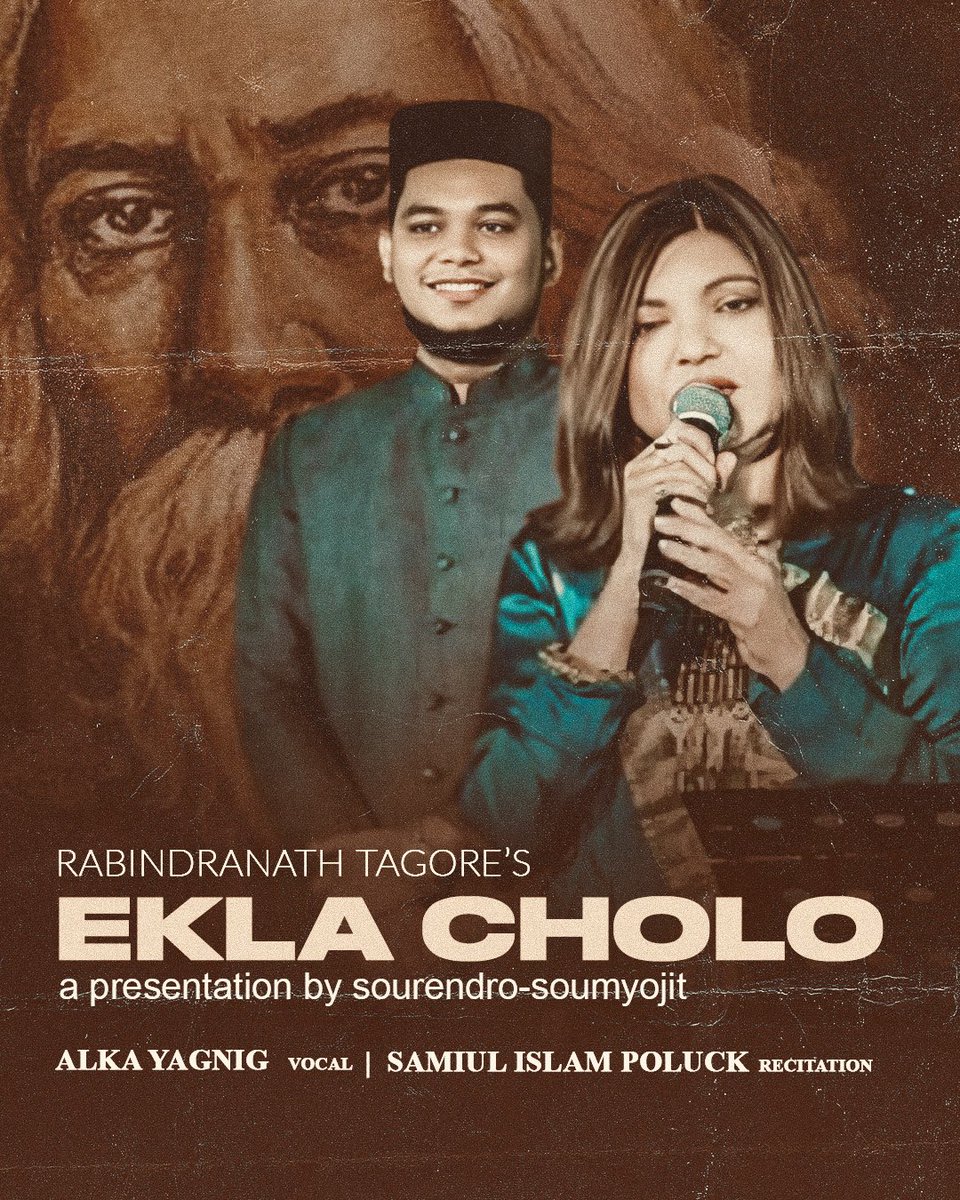 SamiulPoluck's tweet photo. An unforgettable evening performing Ekla Cholo, the timeless creation of Rabindranath Tagore, live with the legendary Alka Yagnik and the brilliant Sourendro-Soumyojit. Honoured to bring Gurudev’s poetry to life on a stage where music and words became one. https://t.co/h350ZuH9cW