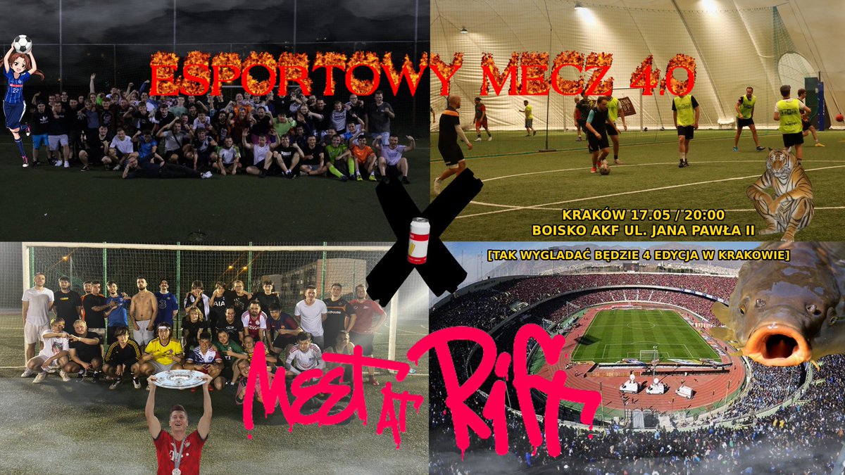 ❗CZAS TO OGŁOSIĆ❗

PODCZAS [I WRAZ Z] <a href="/MeetAtRift/">Meet at Rift</a> KRAKÓW BEDZIE MIAŁA MIEJSCE 4 EDYCJA ESPORTOWEGO MECZU🔥

GDZIE? 🏟BOISKO AKF [Połowa jego]
KIEDY? 📅SOBOTA 20:00 - 22:00

NIE ZWLEKAJ TYLKO ZAPISUJ SIĘ POPRZEZ LINK DO ARKUSZA W KOMENTARZU [miejsca ograniczone]🔽