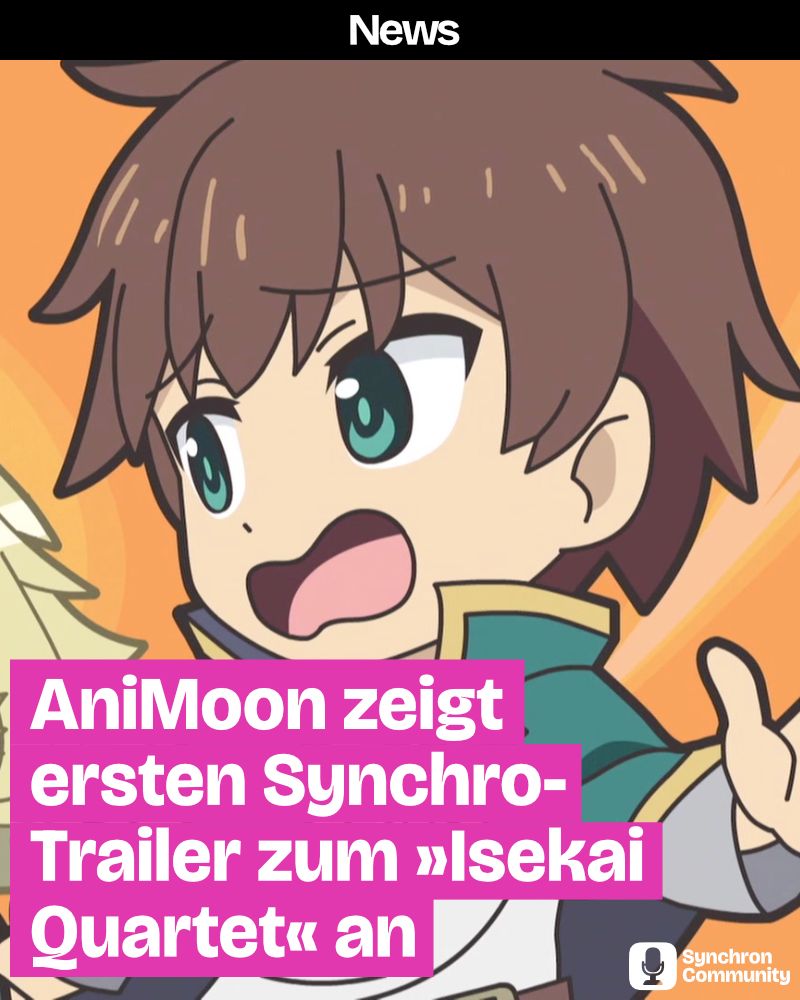 synchroncom's tweet photo. Die deutsche Synchronfassung zu »Isekai Quartet« erscheint am 20. Juni auf Blu-ray. Heute zeigte @AniMoonAnime auf YouTube einen ersten Synchro-Trailer und gewährt uns somit einen Einblick in die deutsche Sprachfassung.

https://t.co/PlcU6mJxxE https://t.co/FVokXu5Rmb