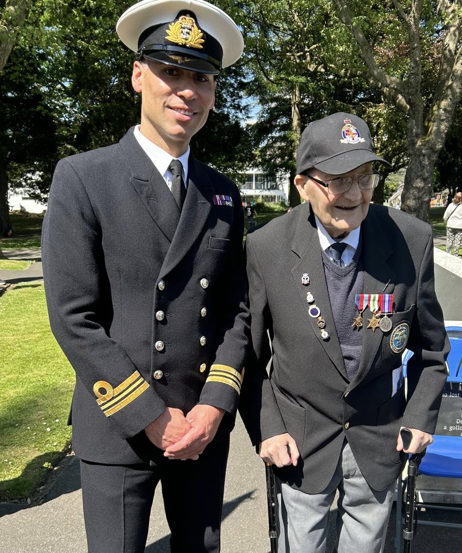 HMS Cambria (@hmscambria) on Twitter photo Lt Cdr Nathan Duke honoured to meet Pontypridd’s WW2 RN veteran Gordon ‘Pop’ White (102). Serving at HMS Saunders, Egypt during WW2, Pop’s Landing Craft was bombed during the Battle of Anzio (Italy) he was 1 of only 2 survivors. #VE80 <a href="/RNinWales/">Royal Navy in Wales Cymru</a> <a href="/RNReserve/">Royal Naval Reserve</a> <a href="/RFCAforWales/">RFCA for Wales</a> <a href="/PontyTC/">PTC</a> Lt Cdr Nathan Duke honoured to meet Pontypridd’s WW2 RN veteran Gordon ‘Pop’ White (102). Serving at HMS Saunders, Egypt during WW2, Pop’s Landing Craft was bombed during the Battle of Anzio (Italy) he was 1 of only 2 survivors. #VE80 <a href="/RNinWales/">Royal Navy in Wales Cymru</a> <a href="/RNReserve/">Royal Naval Reserve</a> <a href="/RFCAforWales/">RFCA for Wales</a> <a href="/PontyTC/">PTC</a>
