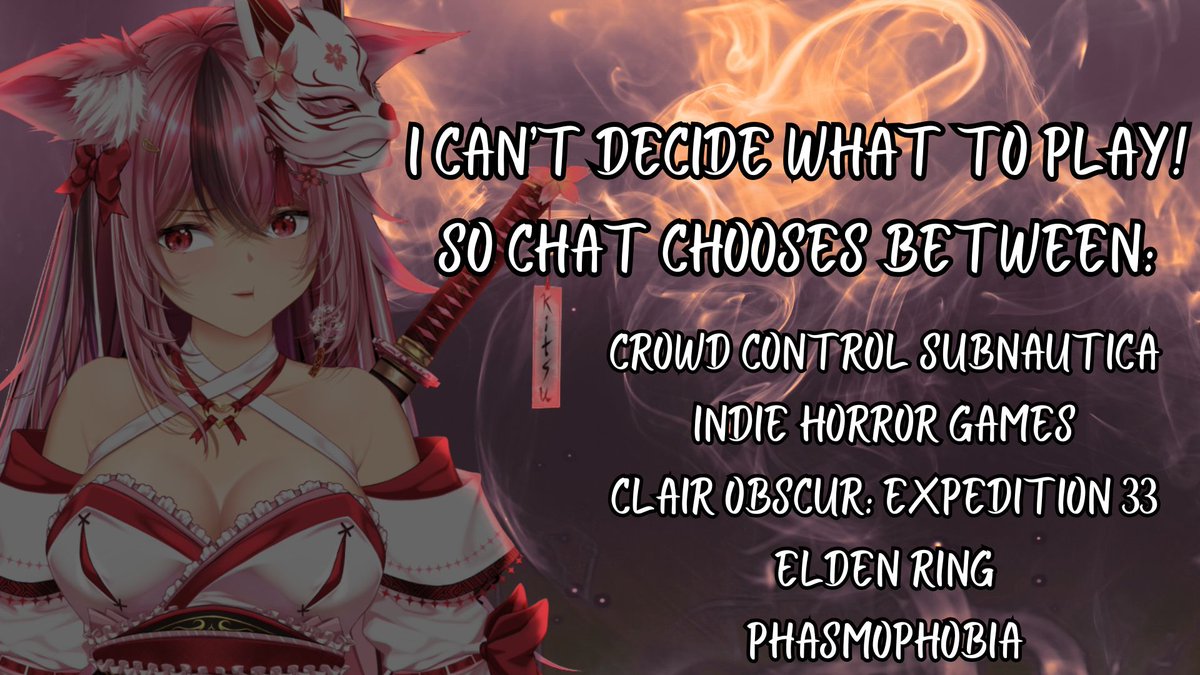 Good Morning Everyone!

We are back tonight! We will be playing 1 of these 5 amazing choices by chat's choice! 

Got a fun weekend planned and hope to see yall tonight at 8pm EST!