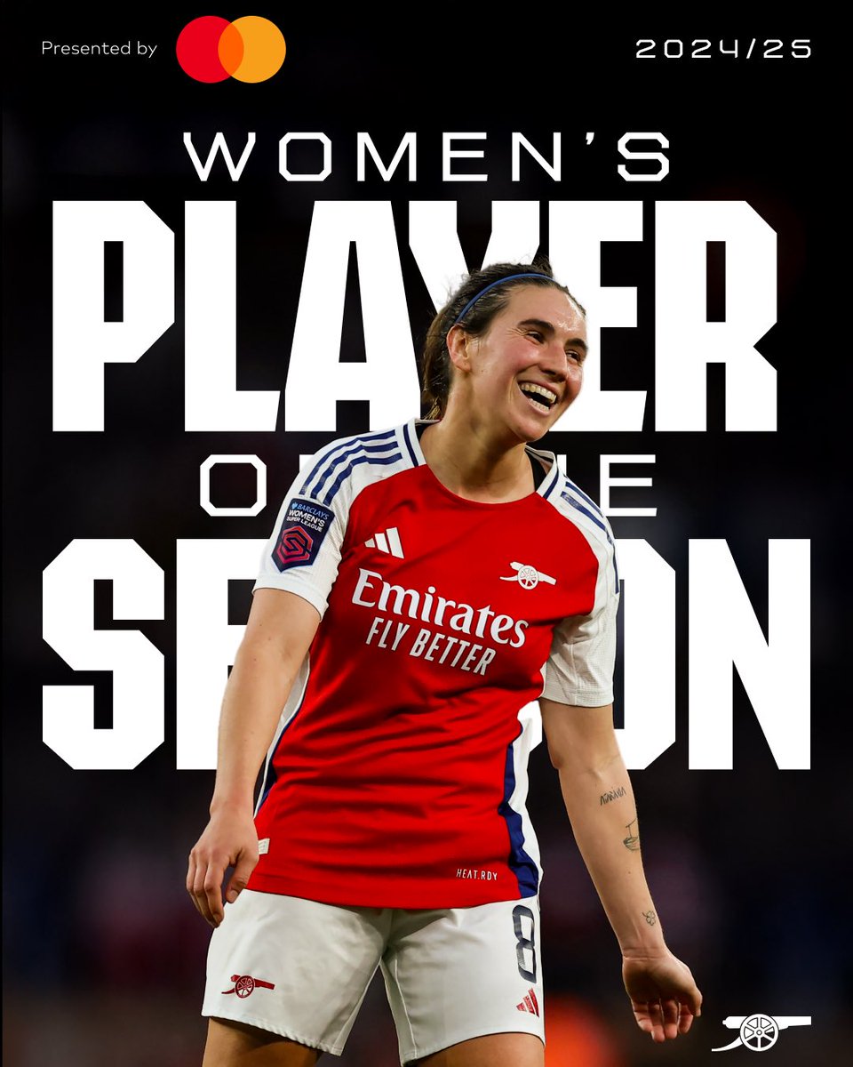 Arsenal Women (@arsenalwfc) on Twitter photo Our 2024/25 Player of the Season - as voted by you, Gooners🏆
It’s Mariona Caldentey 🪄
🤝 <a href="/MastercardUK/">MastercardUK</a> Our 2024/25 Player of the Season - as voted by you, Gooners🏆
It’s Mariona Caldentey 🪄
🤝 <a href="/MastercardUK/">MastercardUK</a>