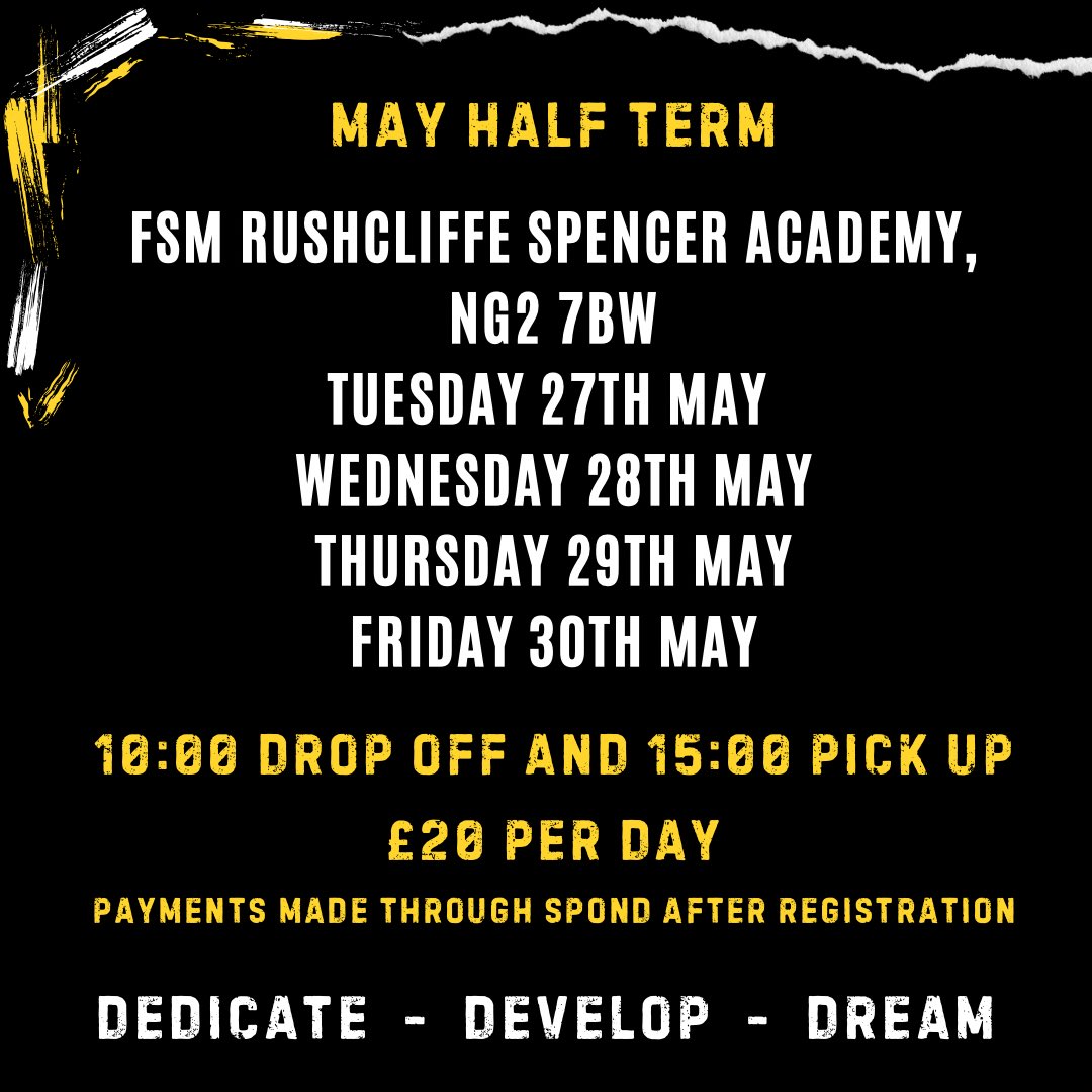 NCFC Academy (@ncfc_academy) on Twitter photo Our Half Term Camps are running again in May!
All sessions taking place at <a href="/fsmcic/">FSM Football Centres</a> Nottingham Football Centre, Rushcliffe Spencer Academy.
This time we are also open for current Under 8’s up to Under 16’s!
Book via the link…
forms.office.com/e/gXJjtK92Zw Our Half Term Camps are running again in May!
All sessions taking place at <a href="/fsmcic/">FSM Football Centres</a> Nottingham Football Centre, Rushcliffe Spencer Academy.
This time we are also open for current Under 8’s up to Under 16’s!
Book via the link…
forms.office.com/e/gXJjtK92Zw