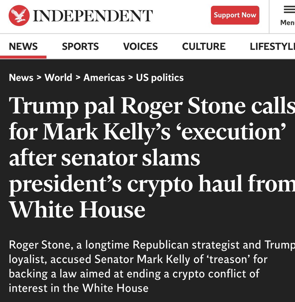 RogerJStoneJr's tweet image. Here is what I ACTUALLY said " Senator Mark Kelly is cashing in on his US Senate seat as a partner in a Chinese communist company that makes surveillance balloons. He should be charged with treason and if convicted executed , consistent with federal law." Here is what the…