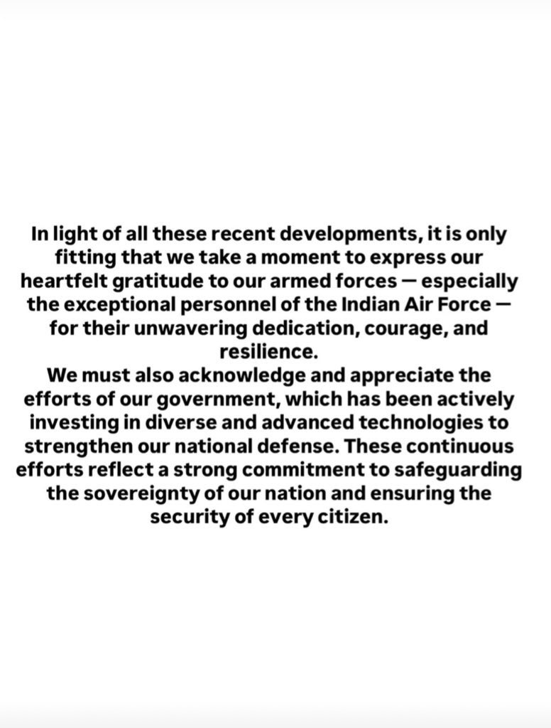 IShreyaVashisht's tweet image. Forever indebted to our armed forces 🇮🇳🙏
#IndianArmy 
#IndiaPakistanWar2025 
#OperationSindoor