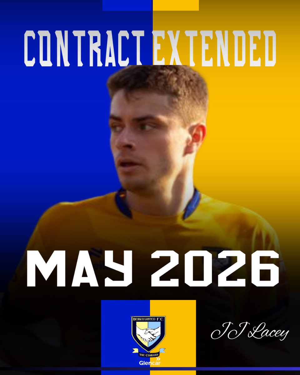 𝐂𝐥𝐮𝐛 𝐀𝐧𝐧𝐨𝐮𝐧𝐜𝐞𝐦𝐞𝐧𝐭: 𝐉𝐉 𝐋𝐚𝐜𝐞𝐲 𝐂𝐨𝐧𝐭𝐫𝐚𝐜𝐭 𝐄𝐱𝐭𝐞𝐧𝐬𝐢𝐨𝐧 𝐓𝐫𝐢𝐠𝐠𝐞𝐫𝐞𝐝

Berkhamsted FC are delighted to confirm that JJ Lacey will be staying with the Comrades for the upcoming season, after the club officially triggered the extension clause in