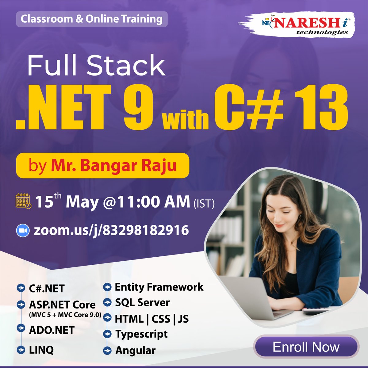 nareshitech's tweet image. 🔴 Classroom &amp;amp; Online Training in Ameerpet Branch 🔴

👉 Join our C#.NET &amp;amp; Full Stack .NET Training
✍️ Registration Link: t.ly/FSDN-15M

👉New Batch Details:
Date: 15th May 2025
Time: 11:00 AM to 12:30 PM
#fullstack #dotnetcore #Csharpedotnet #dotnet #MVCCore
