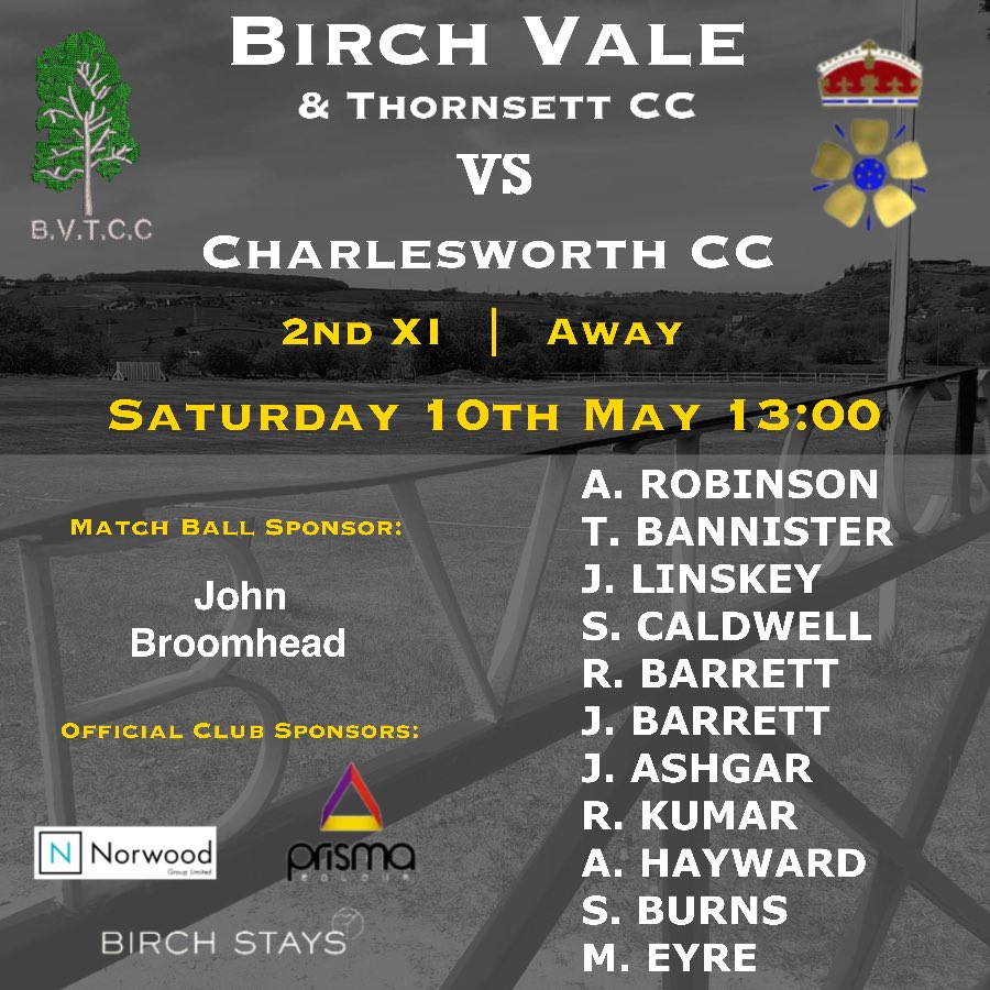 Birch Vale & Thornsett Cricket Club (@birchvaletcc) on Twitter photo 2nd XI to play Away vs <a href="/Charlesworth_CC/">Charlesworth Cricket</a>:
📆Saturday 10th May
⏰13:00
🆚Charlesworth Cricket Club
📍Away
🤝John Broomhead
#UpTheVale 2nd XI to play Away vs <a href="/Charlesworth_CC/">Charlesworth Cricket</a>:
📆Saturday 10th May
⏰13:00
🆚Charlesworth Cricket Club
📍Away
🤝John Broomhead
#UpTheVale