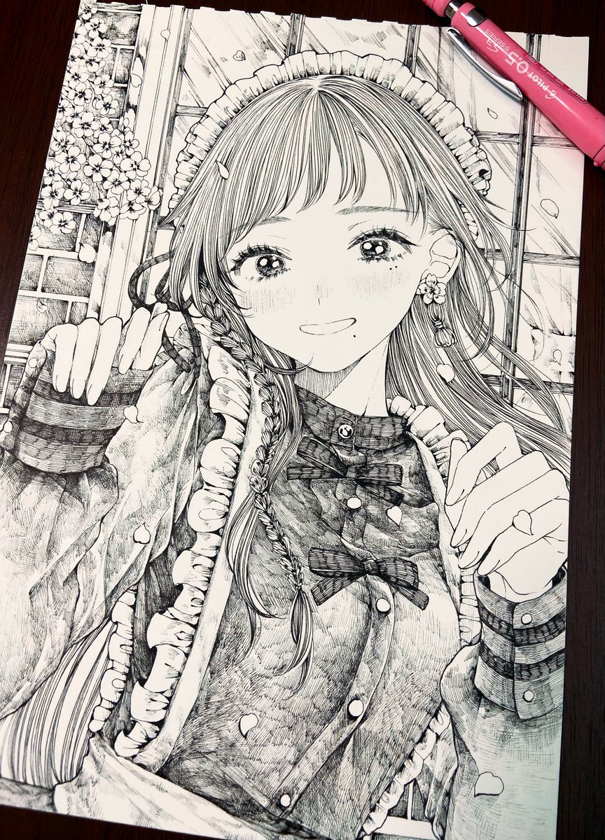 ペン画でメイドさんを描いてます✒️
 #メイドの日 