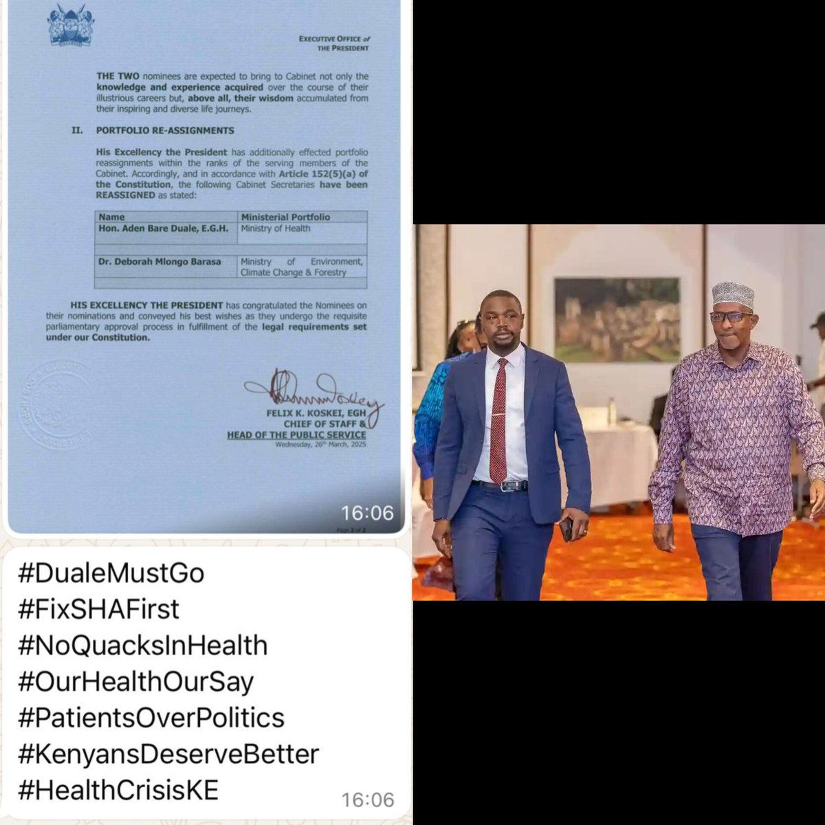 MOH cartels dining with the oppressor.

The rest of the unionists remain in the shadows.

Frame 1: KMPDU before they knew they would control the CS health.

Frame 2: KMPDU unionist dining with the CS health.

The system is broken in favour of one cadre.

#uhckenya
#UHCMegaDemo