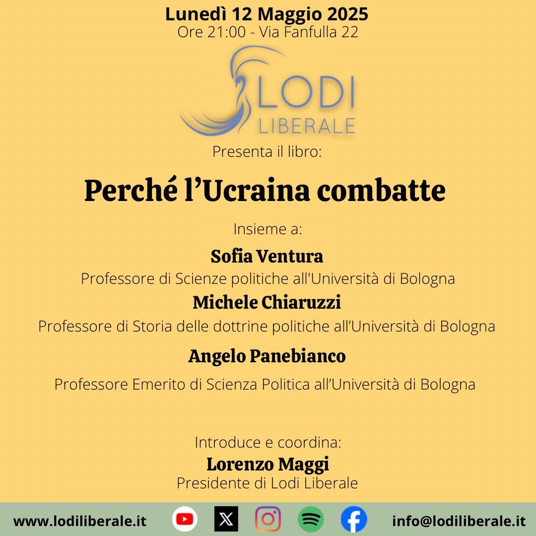 Vi aspettiamo LUNEDÌ 12 MAGGIO alle ore 21:00 presso Via Fanfulla 22 a Lodi, presenteremo il libro "Perchè l'Ucraina combatte" pubblicato da <a href="/Linkiesta/">Linkiesta</a> insieme a: <a href="/Sofiajeanne/">Sofia Ventura</a>, <a href="/Mchiarusmr/">Michele Chiaruzzi</a> e Angelo Panebianco