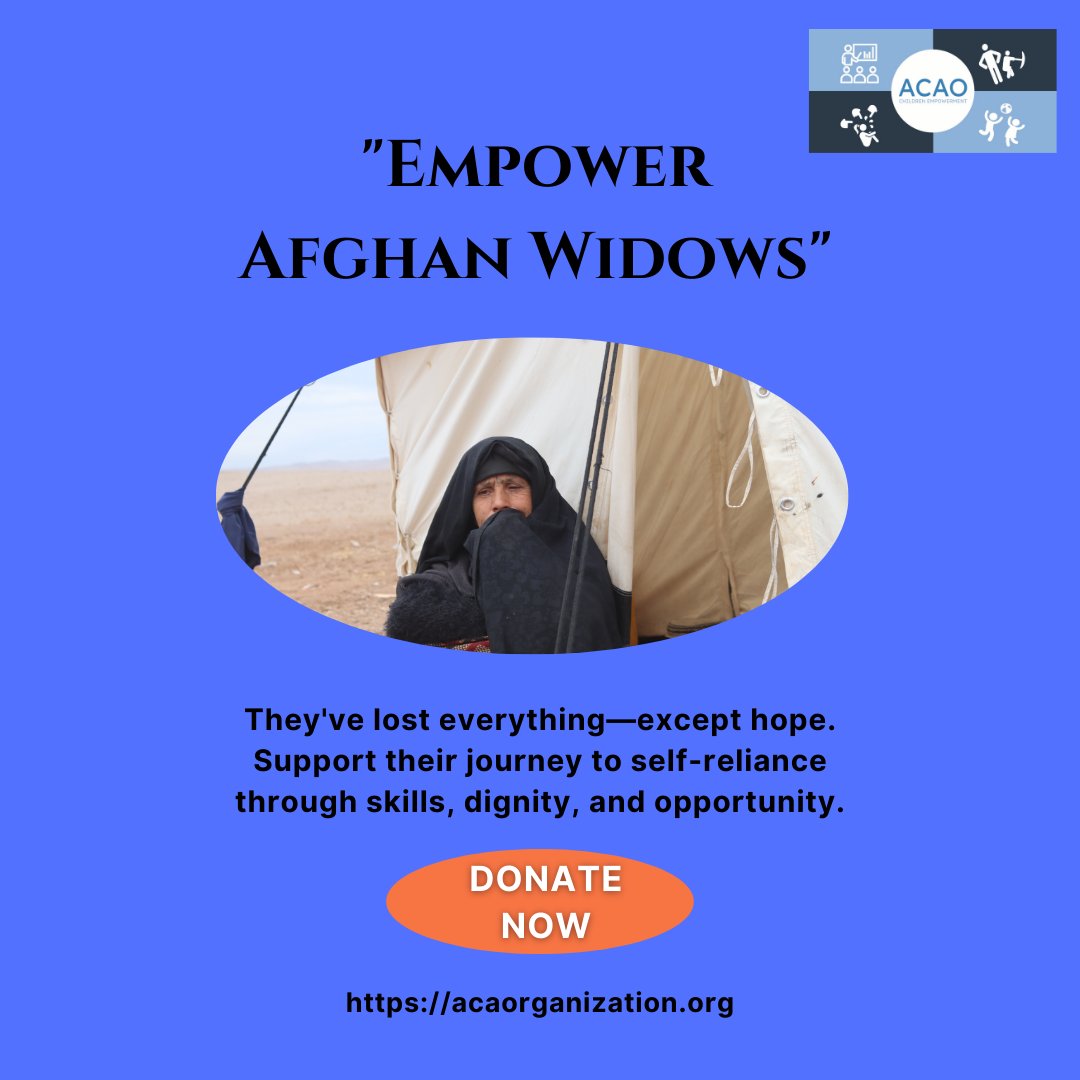 They’ve lost everything—except hope.
Let’s empower Afghan widows with skills, dignity &amp; a future.
Support women-led resilience today.

🌐 acaorganization.org
🤝 PayPal: paypal.me/MasoodaFolad
📞 WhatsApp: +93700031623