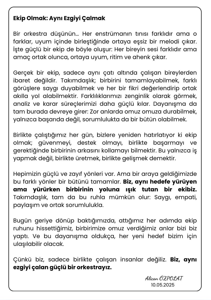 Ekip Olmak: Aynı Ezgiyi Çalmak