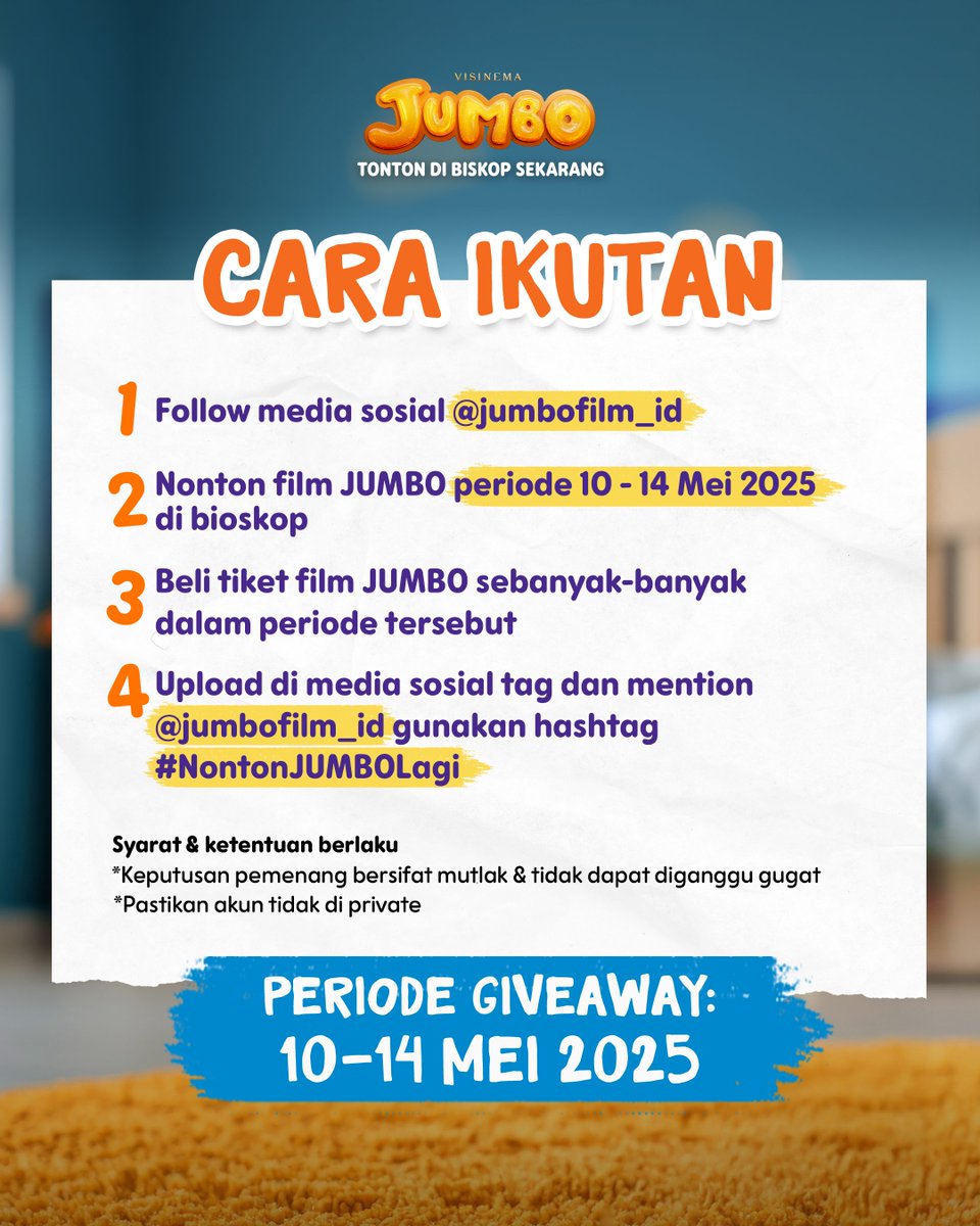 Adriandhy's tweet photo. ✨GIVEAWAY EKSKLUSIF! ✨
.
Nonton #FilmJUMBO di bioskop di periode 10–14 Mei 2025, foto tiketmu sebanyak-banyaknya, dan upload!
.
Kamu bisa menang mini toy DON varian KSATRIA yang aku tandatangani! HAND-PAINTED! 🥹🤍
.
Silakan baca detailnya di gambar-gambar ini yaa! https://t.co/WBpX47WMXD