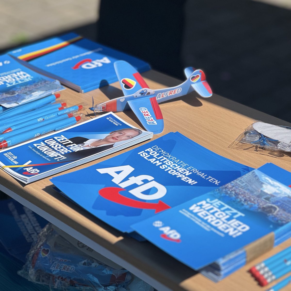 B_Treuheit's tweet image. Infostand in #Fürth ☘️ 
Kennt ihr schon Alfred‘s Abschiebeflieger? Bis 14 Uhr sind wir für euch in der Fußgängerzone. Kommt vorbei!