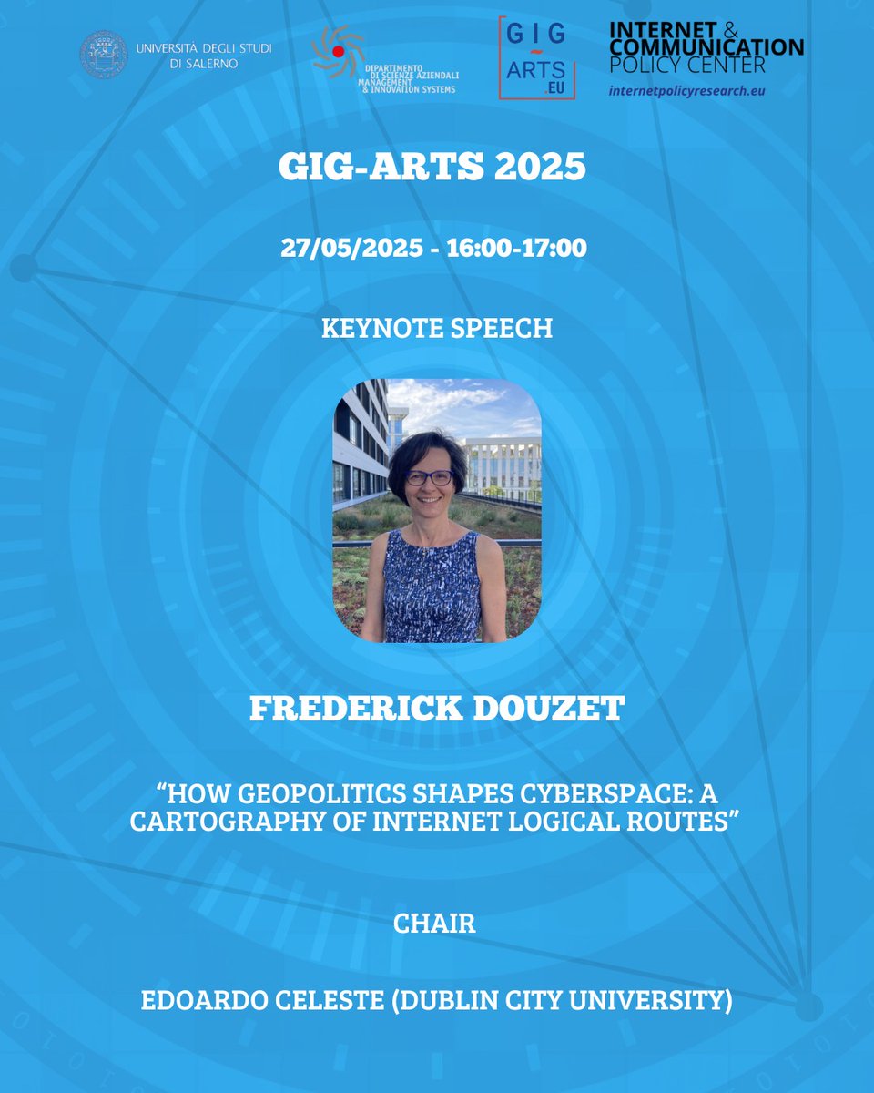 GigArtsEU (@gigartseu) on Twitter photo 🎤 Excited for #GIGARTS2025! Join us 26–28 May <a href="/UniSalerno/">Università Salerno</a> for keynote talks by Frédérick Douzet & Paul Timmers on “The Rise of Digital Sovereignty: Ambiguities & Challenges.” 🌐🔍 Info & registration: gig-arts.eu #DigitalSovereignty #InternetGovernance 🎤 Excited for #GIGARTS2025! Join us 26–28 May <a href="/UniSalerno/">Università Salerno</a> for keynote talks by Frédérick Douzet & Paul Timmers on “The Rise of Digital Sovereignty: Ambiguities & Challenges.” 🌐🔍 Info & registration: gig-arts.eu #DigitalSovereignty #InternetGovernance