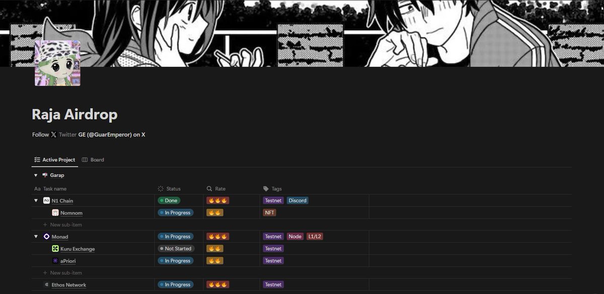 GE (@guaremperor) on Twitter photo Btw kalau aku kasih tutor cara bikin list tracker airdrop use NOTION pada mau ga? ilmu daging steak loh ini
Update Bahan Research Project dude 🔍
- nervous-raptorex-982.notion.site/1d05f272ab6280…
- tasteful-van-95b.notion.site/18dd0b3d2d7980…
- shining-potassium-027.notion.site/MONAD-MAXI-by-…
- crimson-erigeron-b1e.notion.site/1ba4b05582d580… Btw kalau aku kasih tutor cara bikin list tracker airdrop use NOTION pada mau ga? ilmu daging steak loh ini
Update Bahan Research Project dude 🔍
- nervous-raptorex-982.notion.site/1d05f272ab6280…
- tasteful-van-95b.notion.site/18dd0b3d2d7980…
- shining-potassium-027.notion.site/MONAD-MAXI-by-…
- crimson-erigeron-b1e.notion.site/1ba4b05582d580…