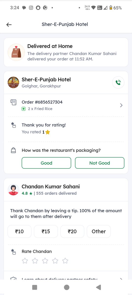 RohanYadavBihar's tweet photo. @zomatocare  @deepigoyal  bekar service hai fried rice order kiya normal rice aya email per action ke naam per ye aya mujhe mera refund chahiye https://t.co/nBDdr6dJma