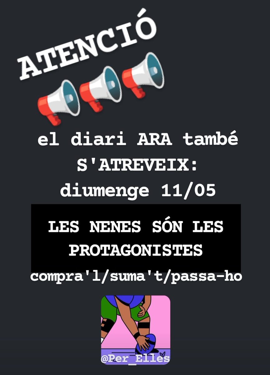 Que arribi💜
Contra el feixisme, el relativisme i el fonamentalisme,ens ajudeu?
@La_directa ‌<a href="/btvnoticies/">btv notícies</a> ‌<a href="/naciodigital/">NacióDigital</a> ‌<a href="/sindicdegreuges/">Síndic de Greuges de Catalunya</a> ‌ ‌<a href="/CreuRojaCAT/">Creu Roja Catalunya</a> ‌<a href="/AcordCiutada/">Acord Ciutadà</a> ‌@taula3sector ‌
‌<a href="/SentitCritic/">elcritic.cat</a> ‌@BCN_ciutatdrets ‌@dofemco ‌<a href="/faresukaina/">Sukaina Fares | سكينة فارس</a>
#Barcelona #Raval #Drets #Feminisme