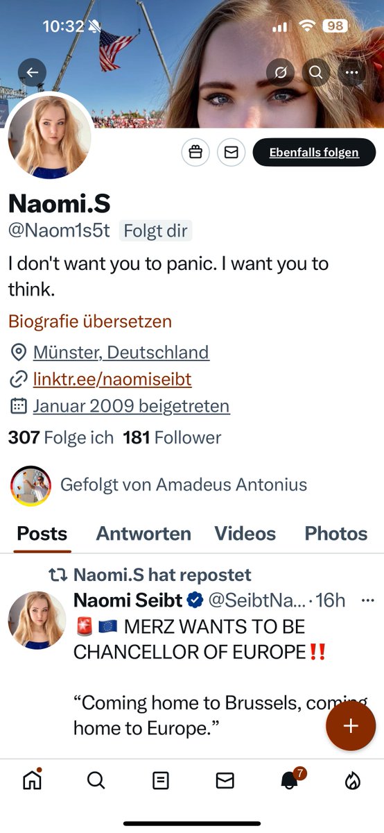 Liebe 𝕏 Gemeinde👆! 

Bei dem Account von @Naom1s5t handelt es sich um einen Fake Account, den ihr melden und blockieren solltet👆!

Die ECHTE und in jeder Hinsicht empfehlenswerte Naomi findet ihr unter:
 <a href="/naomiseibt/"></a> 👍