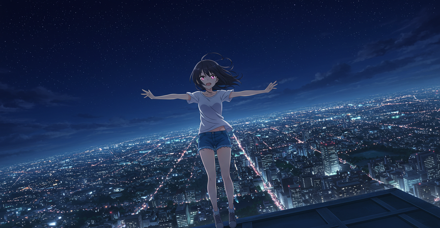 WasabiVaio's tweet image. #Framepack　でアニメを動かそう

１　#imageFX で絵を生成

２　#Framepackでアニメーション
　　[ A girl falls down with her arms outstretched, ]

３　Microsoft Clipchamp(無料版）で仕上げ