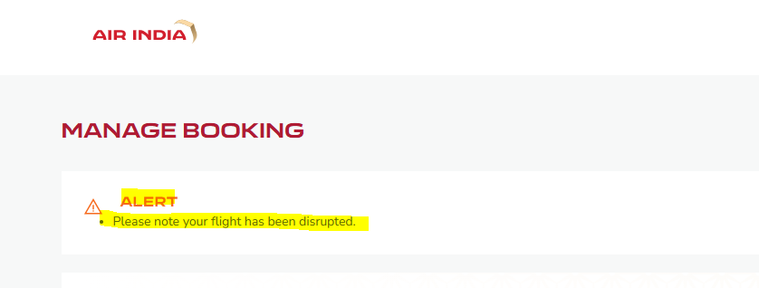 Abrar87Alam's tweet photo. @airindia I was reviewing our booking and noticed the following message:

"Please note your flight has been disrupted."

Could you please confirm the details of this disruption and advise https://t.co/LdtMgDc39E