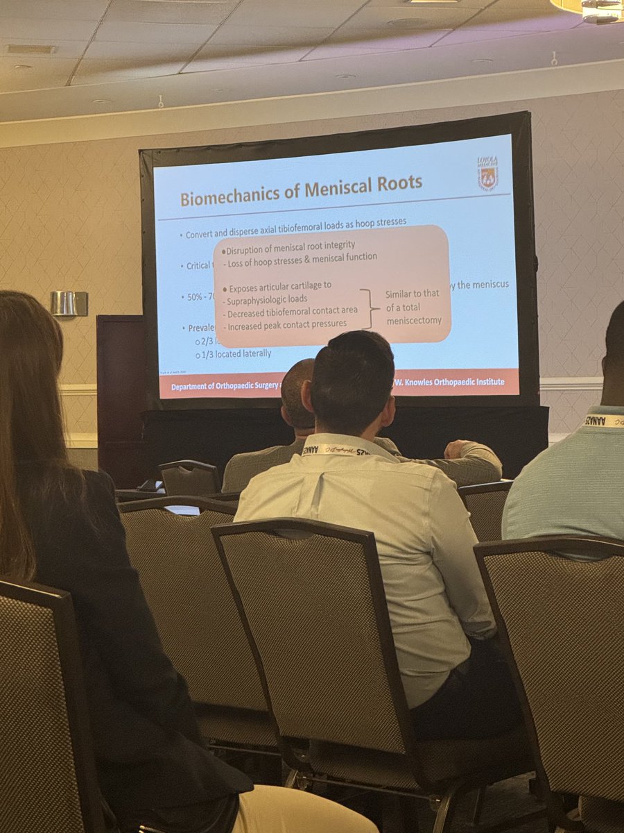 marykmulcaheymd's tweet photo. Discussing the management of complex meniscal pathology at #AANA25! Thanks to all the faculty for the excellent talks and to those who attended for the great questions! 

#orthotwitter #sportssurgeon #savethemeniscus @AANAORG @LoyolaOrthoRes https://t.co/jvgScQm52Z