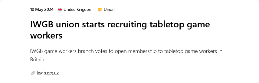 #OtD 10 May 2024 IWGB game workers branch votes to open membership to tabletop game workers in Britain gameworkersolidarity.com/action/2024-05…