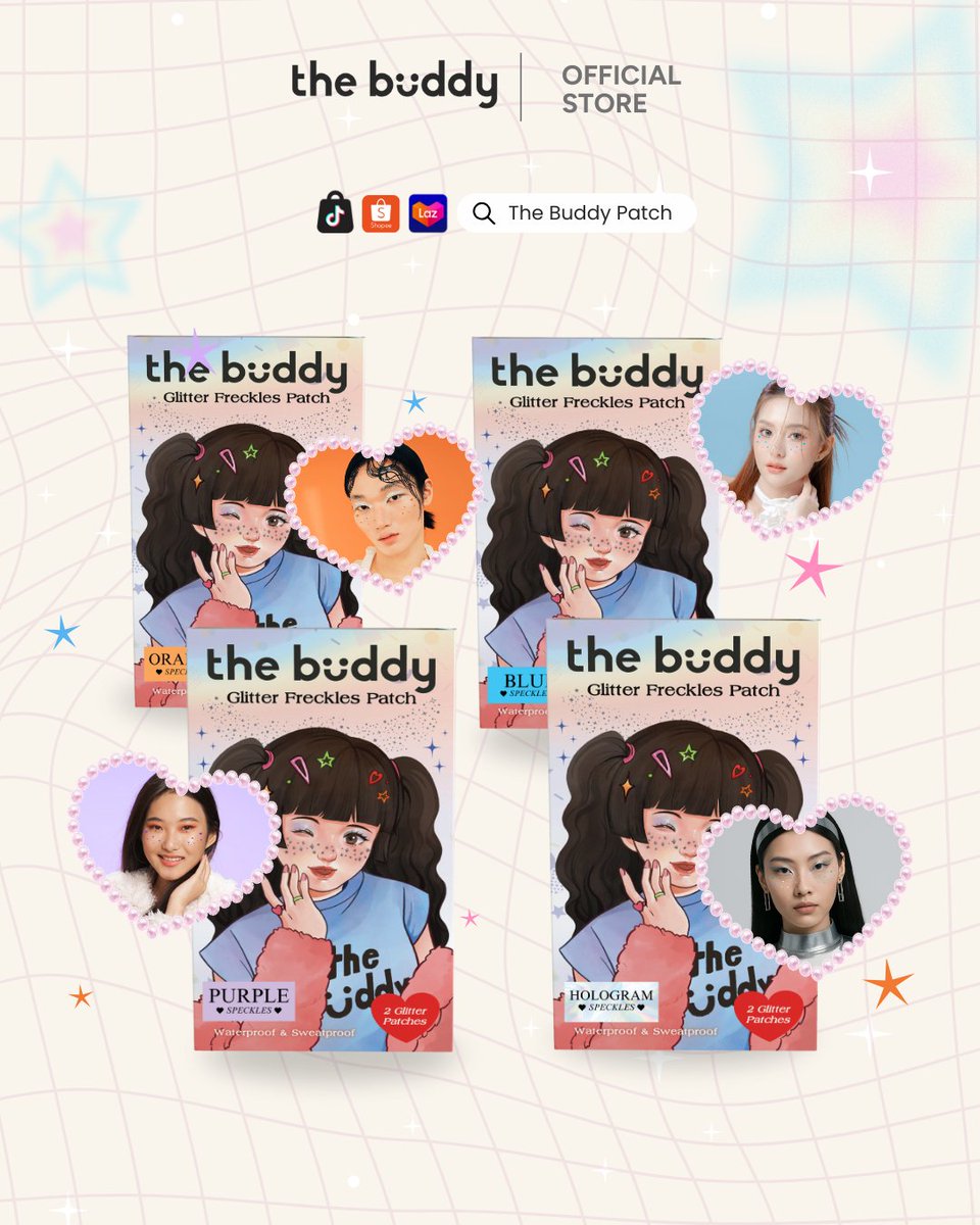 TheBuddyPatchTH's tweet image. เติมความปิ๊งให้ทุกลุค ด้วย The Buddy Glitter Freckles Patch 🌈
4 สีสุดคิ้วท์ที่ใครติดก็รอด! ไม่ว่าจะสายฟรุ้งฟริ้ง สายแฟ สายฝอ หรือสายเกาหลี 💖

✅ กันน้ำจริง ✅ ติดแน่น ✅ ไม่หลุดง่าย

🛒 หาซื้อได้แล้วที่ Shopee, Lazada และ TikTok Shop

#TheBuddyPatch  #Glitterpatch