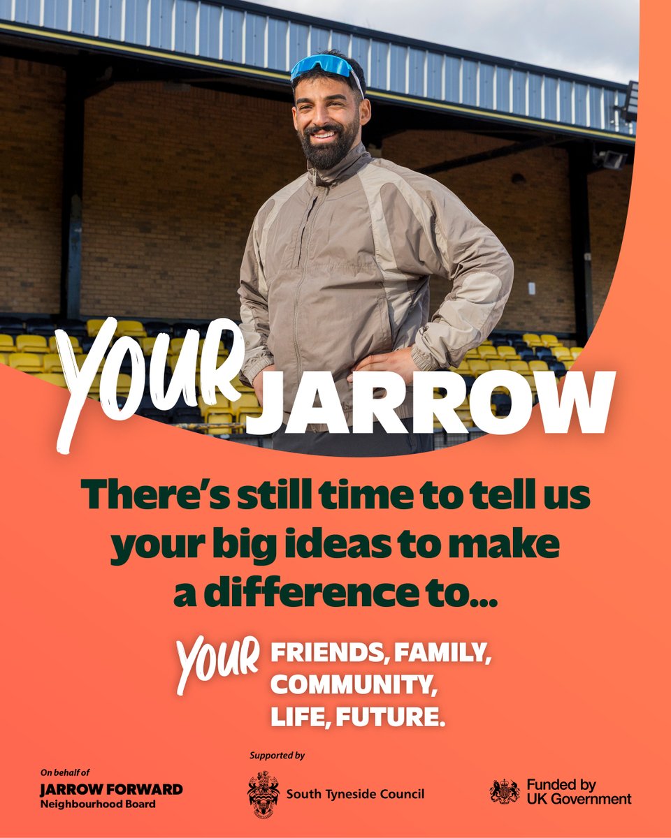We want your thoughts ✏

Share your vision for Jarrow and complete the survey to make a difference to your friends, family, and future.

Take the survey ⤵
ow.ly/fSQe50VQ17H