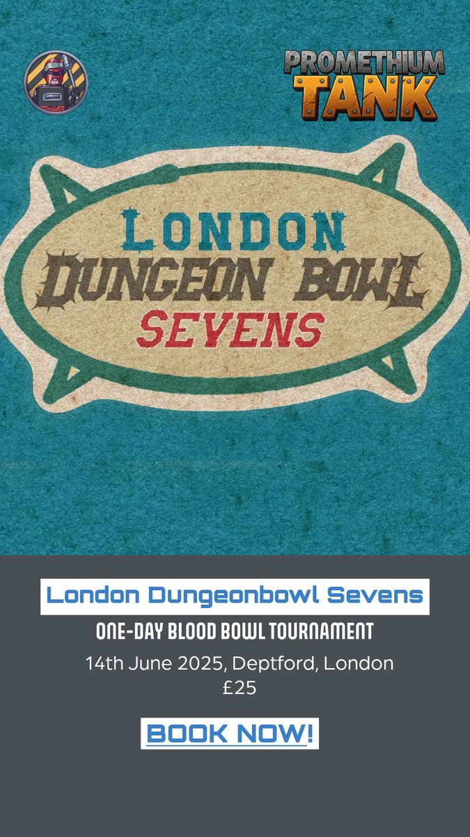We're hosting the inaugral LONDON DUNGEONBOWL SEVENS at our summer gaming space in London! Come down on the 14th June for a one-day fast-paced Dungeonbowl event and chase some portals around the sewers of the Old World!

tickettailor.com/events/arbitor…? 

#bloodbowl #dungeonbowl