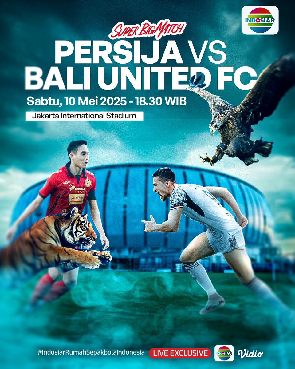 Macan Kemayoran vs Serdadu Tridatu, kemenangan akan membawa salah satu dari mereka menuju papan atas. Siapa yang berhasil?

Persija vs Bali United FC, Sabtu, 10 Mei 2025 pukul 18.30 WIB. Live di Indosiar dan Vidio.

#BRILiga1 #IndosiarSports #IndosiarRumahSepakbolaIndonesia