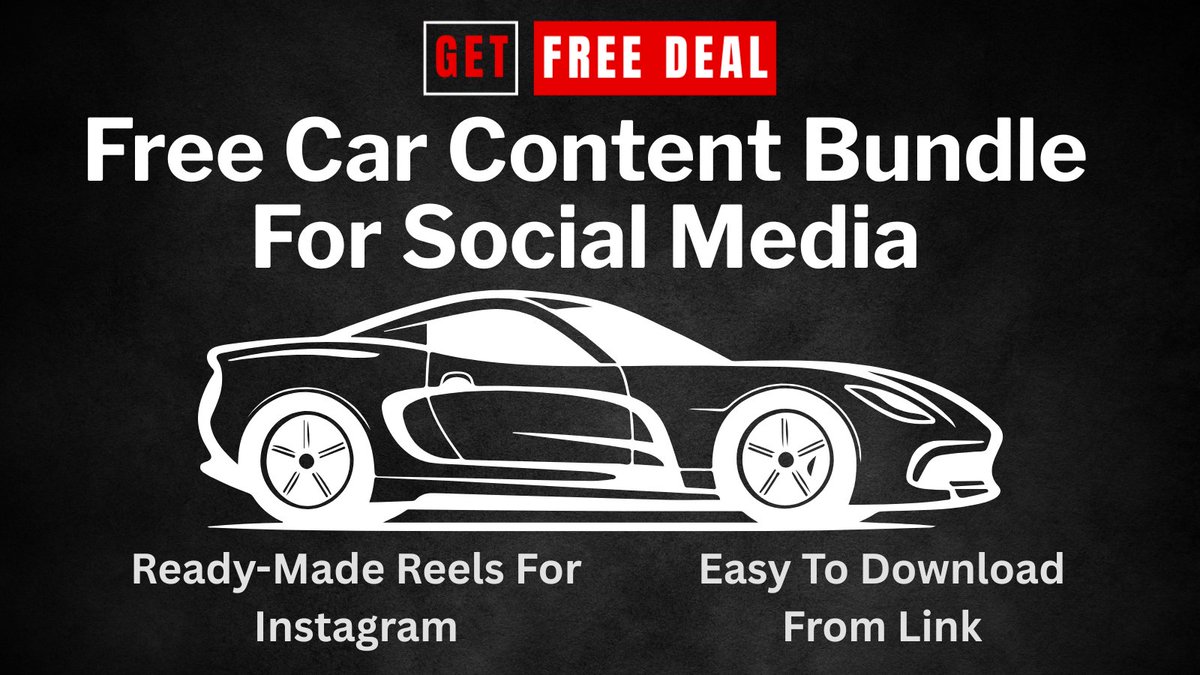 GetFreeDeal1's tweet photo. 🚗 FREE Car Content Bundle!
 Get ready-made reels for Instagram—perfect for car creators looking to save time &amp; grow fast.
 📥 Download now from the link!
https://t.co/R4GrjrOXPQ

#FreeReels #CarContent #SocialMediaMarketing https://t.co/iXDkGACPG9