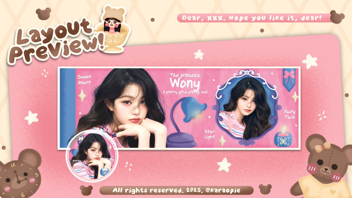 karaopie's tweet image. Help repost? Thank you🧸

halO__O! Kara membawa ready stock layout karina sama wonyoung yang bisa langsung di take, pricenya 15.OOO/ea  dan free retext. bisa langsung DM aku kalau mau take🤩🌷

#zonauang