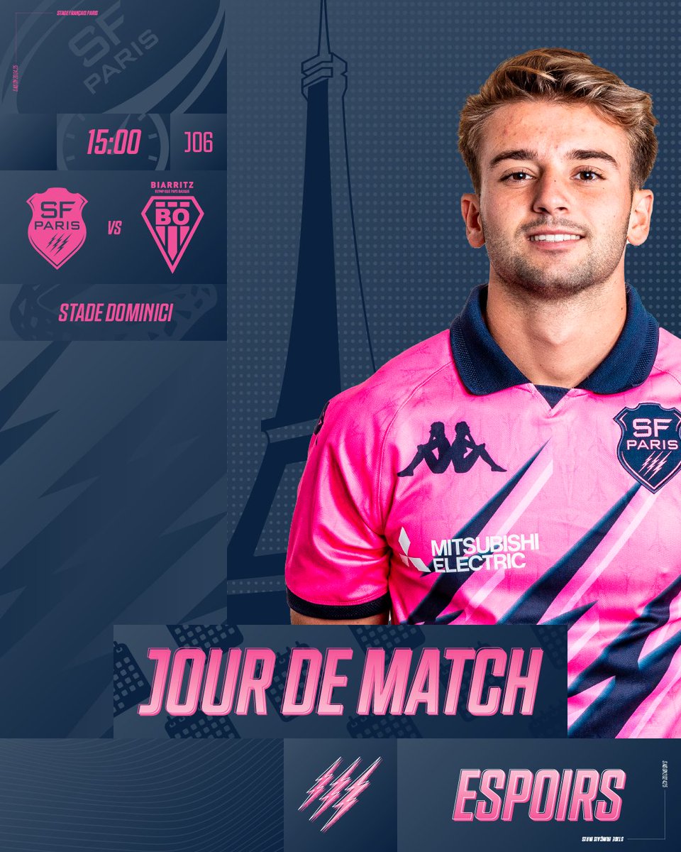 SFParisRugby's tweet photo. 👶 𝑱𝒐𝒖𝒓 𝒅𝒆 𝒎𝒂𝒕𝒄𝒉
🏆 J6 Espoirs Accession
🆚 Biarritz
⏱️ 15:00
🏟️ Stade Dominici
#SFParis #MadeInSFP https://t.co/5PSnIu1k0H