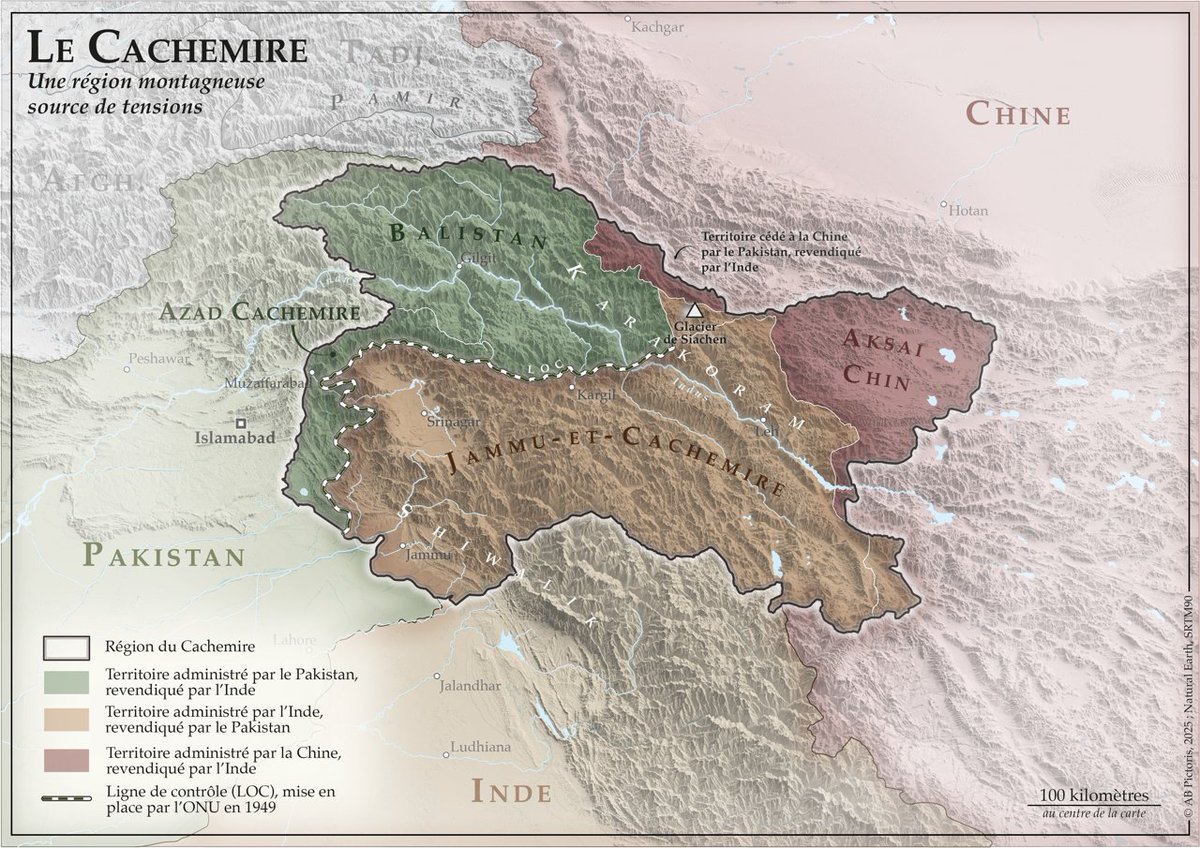 AbPictoris's tweet photo. 🇮🇳🇵🇰 Le Cachemire, une région montagneuse source de tensions

Pour accompagner la sortie de l'épisode 1 de Regards Carto, voici une carte qui fait le point sur les revendications indiennes et pakistanaises au Cachemire

 #map #IndiaPakistanWar #kashmir https://t.co/hEIVVt7UaC