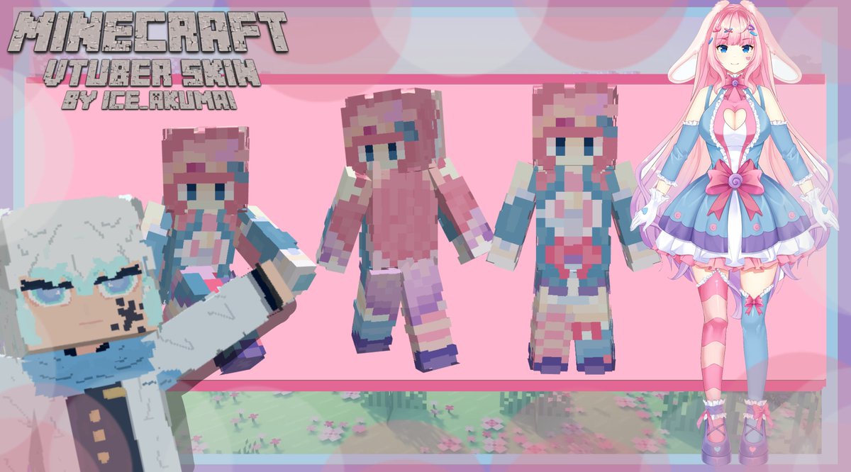 Ice_AkumaI's tweet photo. Vtuber Minecraft Skin fanart FOR ONE OF THE FIRST PEOPLE I FOLLOWED ON TWITCH THE ADORABLE @Candibuns 💗🩵💗
I hope you love Ittttttttttttt💗🩵💗
(And If you need the file for the skin, fwen me on discord at: "iceakumai" :D)
#CandiART #minecraftskin #Vtuber https://t.co/N1W7pfkVor