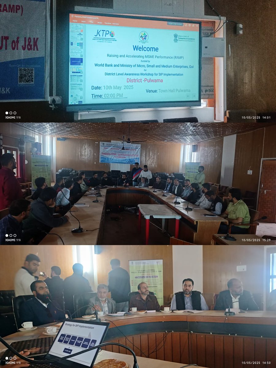 JKTPO, in collaboration with SPIU (Grant Thornton) &amp; DIC Pulwama, organized a District-Level RAMP Awareness Workshop at Town Hall Pulwama. MSMEs &amp; implementing agencies came together to foster awareness, synergy &amp; support for strengthening the local entrepreneurial ecosystem.